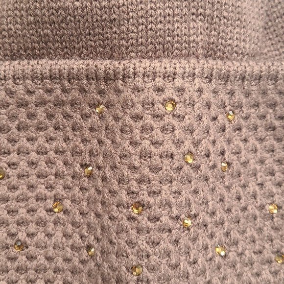 NWT Brown Knit Toque with Rhinestone Details - Picture 5 of 10